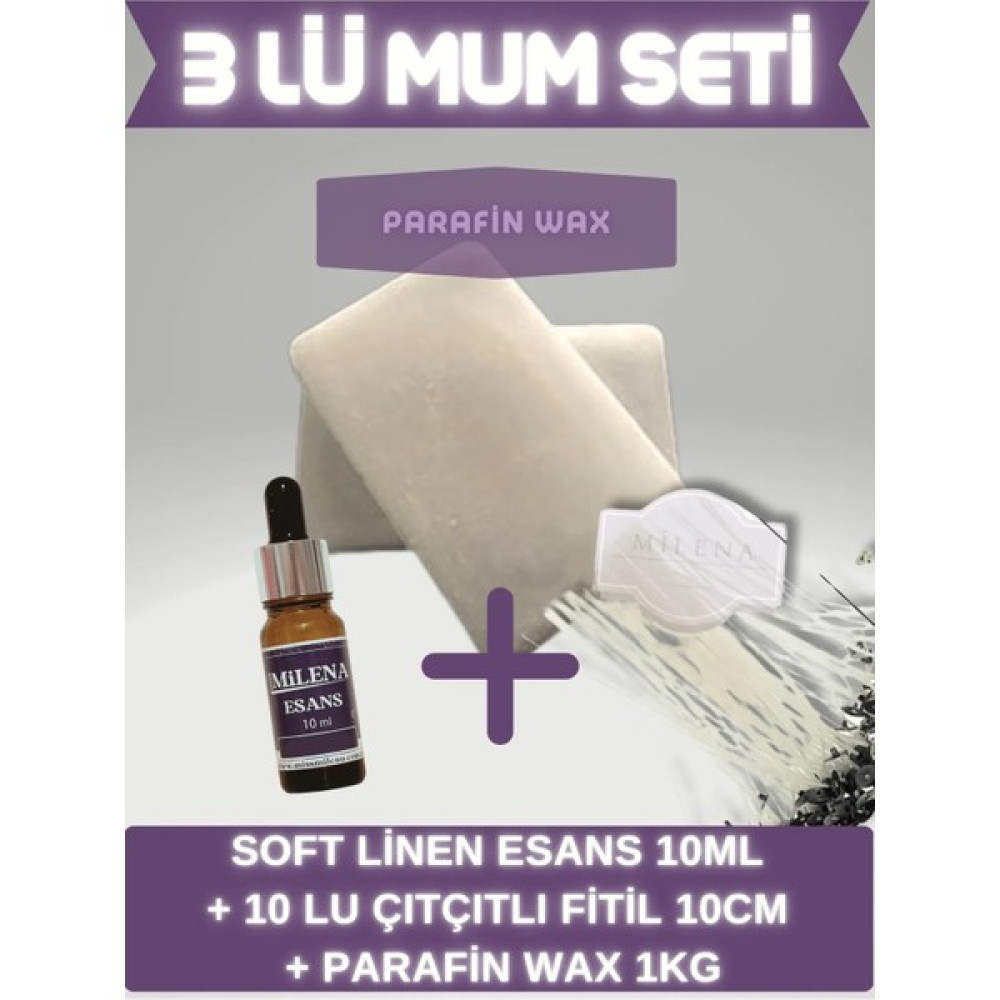Miss Milena Kokulu Mum Yapım Seti Soft Linen 10 ml + 10 Fitil + 1 kg Parafin Wax - 0 Dekoratif Mum Fiyatı