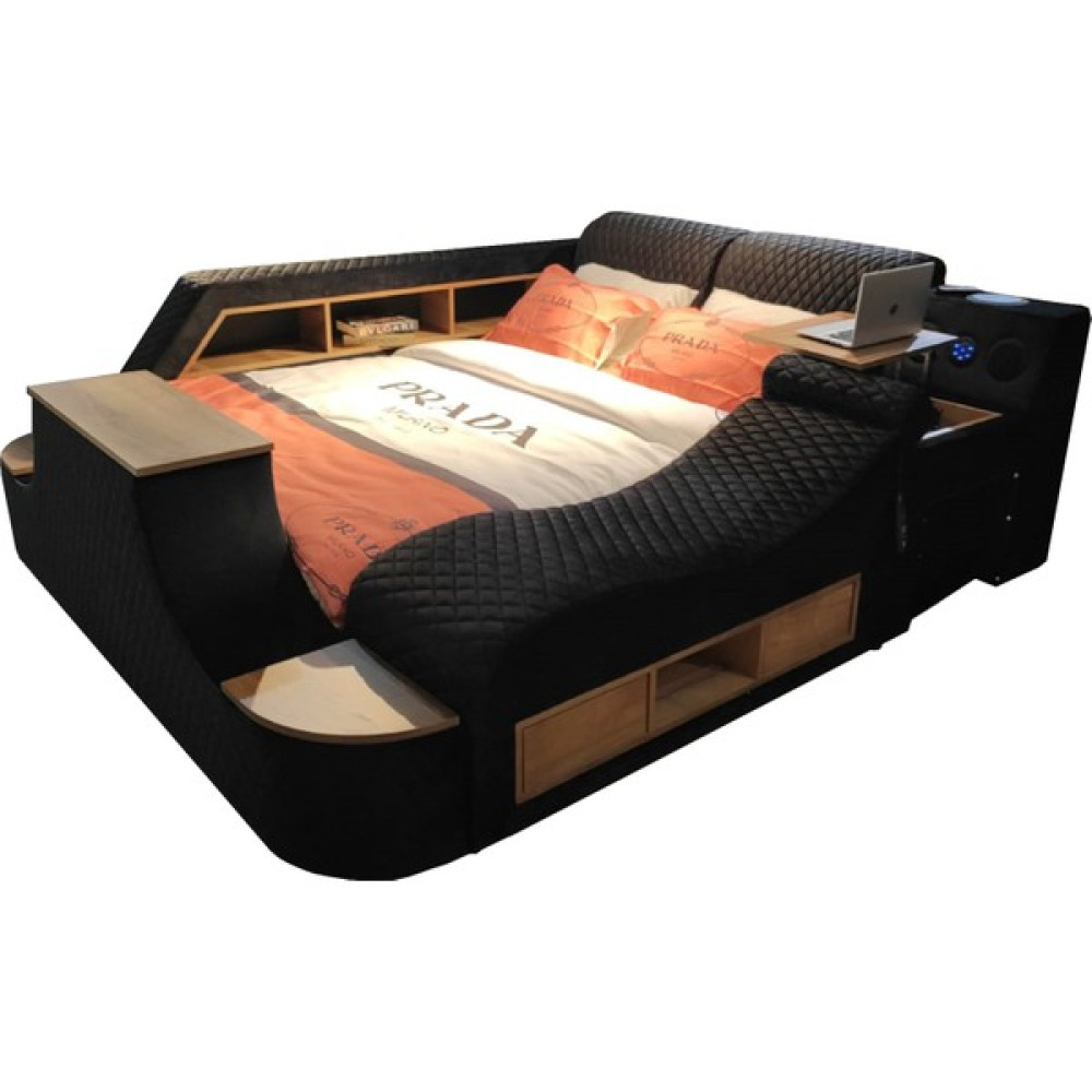 Miss Worble Elit Akıllı Yatak Smart Karyola Tv Üniteli Bluetoothlu - 235 x 265 cm - Siyah Karyola Fiyatı