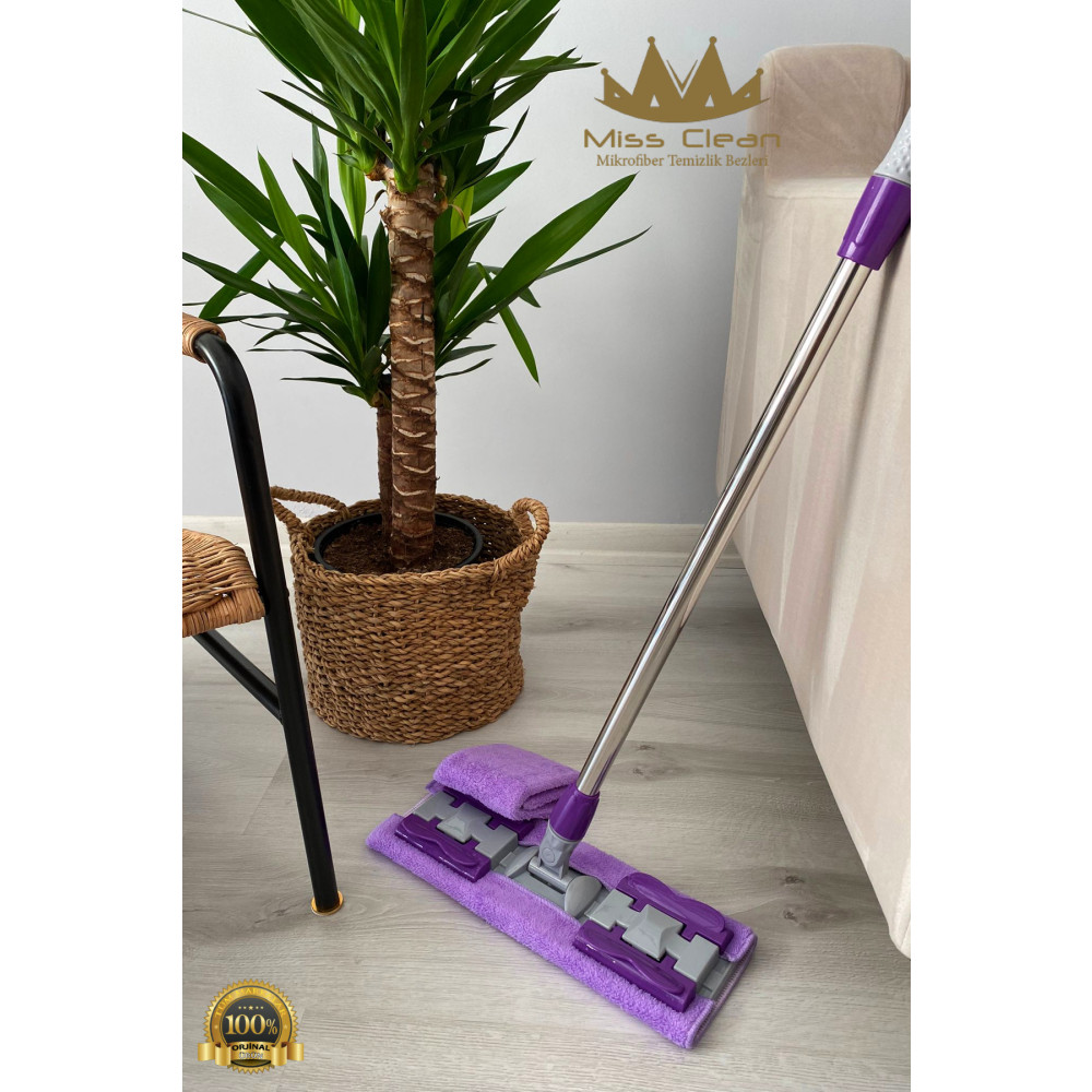 MissClean ( 1 Adet Yedek Bez Hediyeli ) Yer Mopu Fayans Duvar Yüzey Temizlik Mikrofiber Mandallı Mop Deterjan ve Temizlik Ürünleri Fiyatı