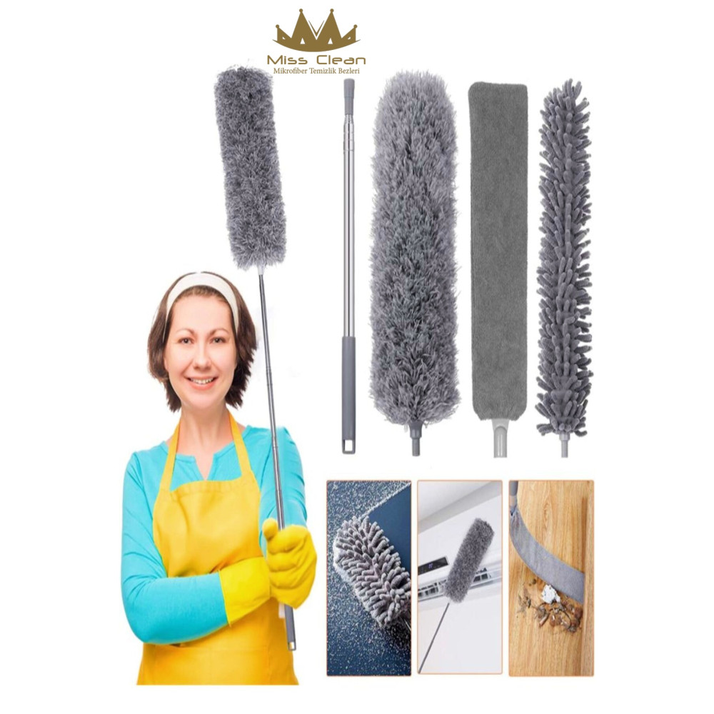 MissClean Mikrofiber Manyetik Anti-statik Bükülebilen Toz Alma 3 Lü Full Set Uzayabilen Saplı Deterjan ve Temizlik Ürünleri Fiyatı
