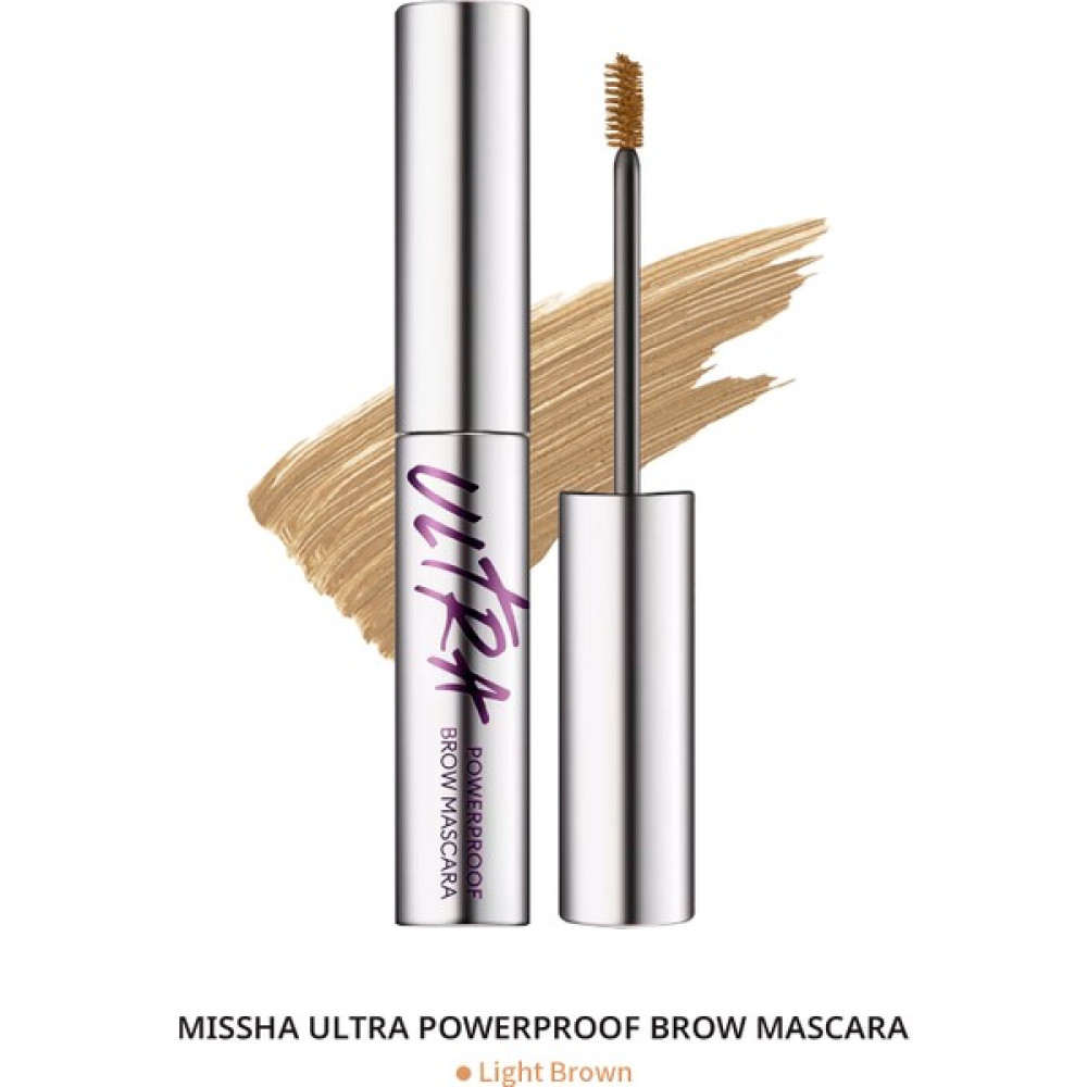 MISSHA Doğal Görünüm Sağlayan Ince ve Üçgen Fırçalı Kaş Maskara Ultra Powerproof Brow Mascara (Light Brown) Rimeller / Maskaralar Fiyatı