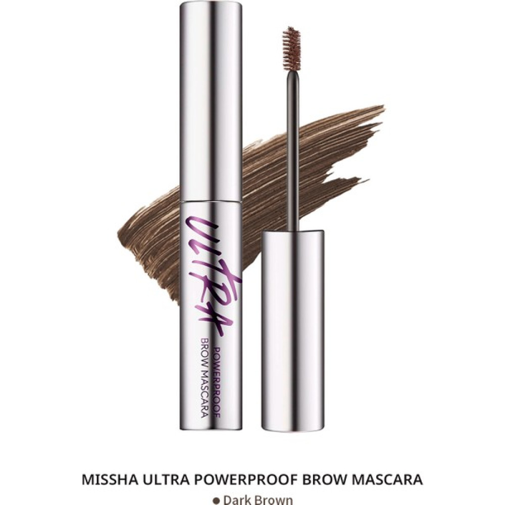 MISSHA Doğal Görünüm Sağlayan Ince ve Üçgen Fırçalı Kaş Maskaras Ultra Powerproof Brow Mascara (Dark Brown) Rimeller / Maskaralar Fiyatı