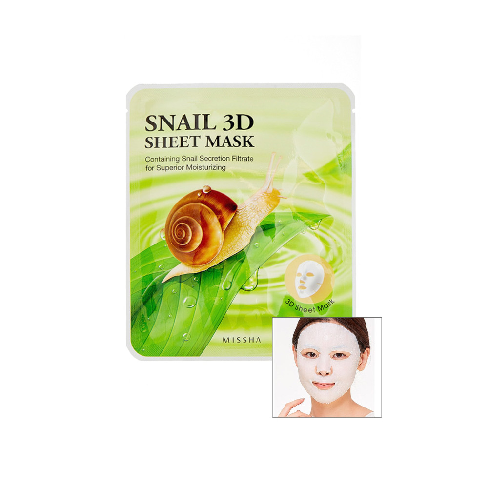 Missha Salyangoz Salgısı Özü İçeren Nemlendirici Yaprak Maske (23g) Snail Healing 3D Sheet Mask Cilt ve Yüz Bakımı Fiyatı