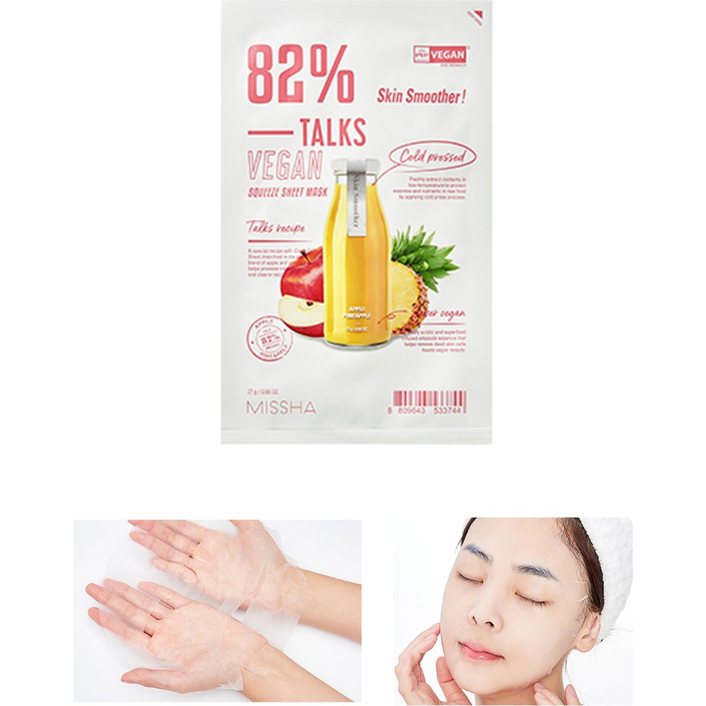 MISSHA Vegan Yaprak Maske Pürüzsüzleştirici Özellikli Besleyici Kağıt Maskesi Talks 82% 1 Adet Maskeler Fiyatı