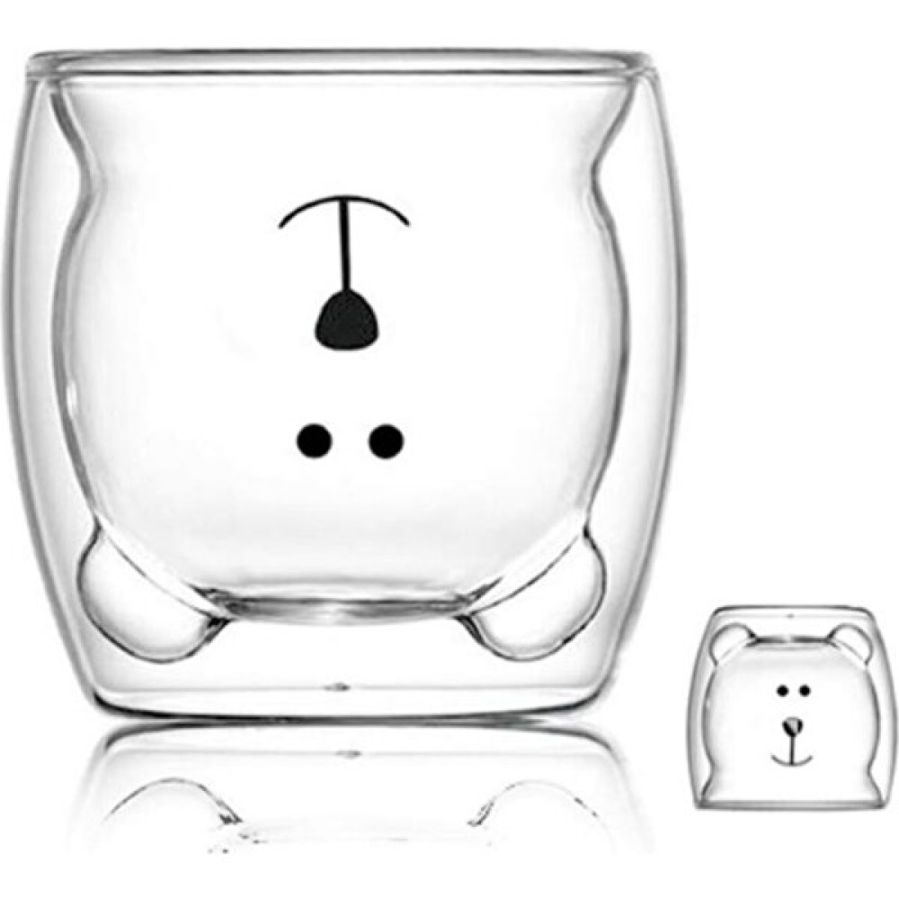 Missing Çift Cidarlı Tasarım Cam Bardak 250 ml. Cidarlı Ayı Bardak Fincan / Bardak / Kahve Takımı Fiyatı