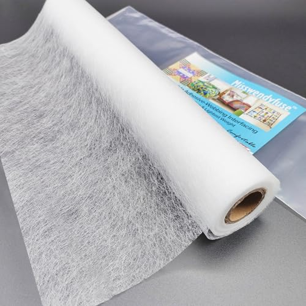 Misswendyfuse 12''×5Yards Extremely fine fusible Webbing,Sheer fusible interfacing,Lightweight bonding for The Applique Quilting,Trace Transfer.(White)