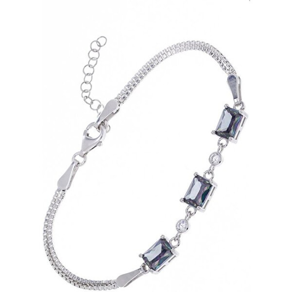 Mistik Topaz Taşlı 925 Ayar Gümüş Kadın Bileklik - 16+3 CM - Mavi - Lacivert Saat ve Bileklik Aksesuarı Fiyatı