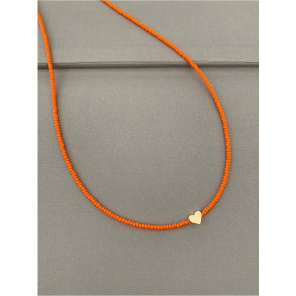 Misto Turuncu Kalp Kolye - 40 cm Bijuteri Kolye Fiyatı