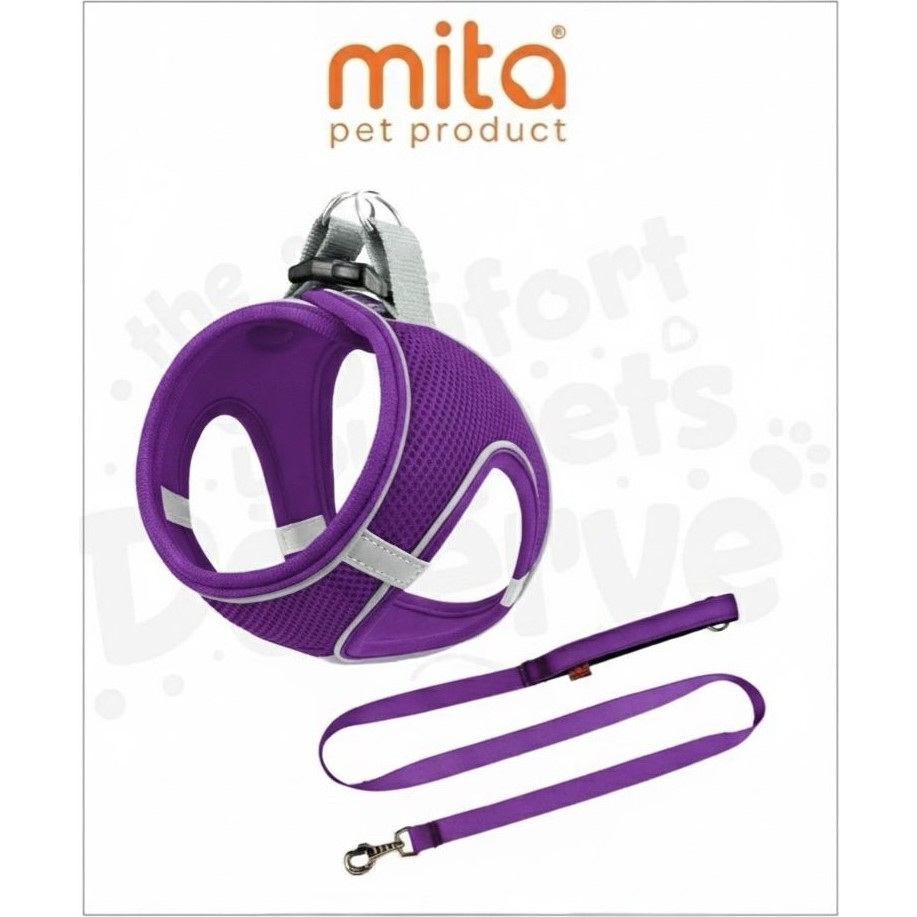 Mita Air Mesh 2'lı Bundle Set Kedı Köpek Göğüs Tasması + Köpek Gezdirme Tasması/kayışı Mor - 3XS Evcil Hayvan Ürünleri Fiyatı