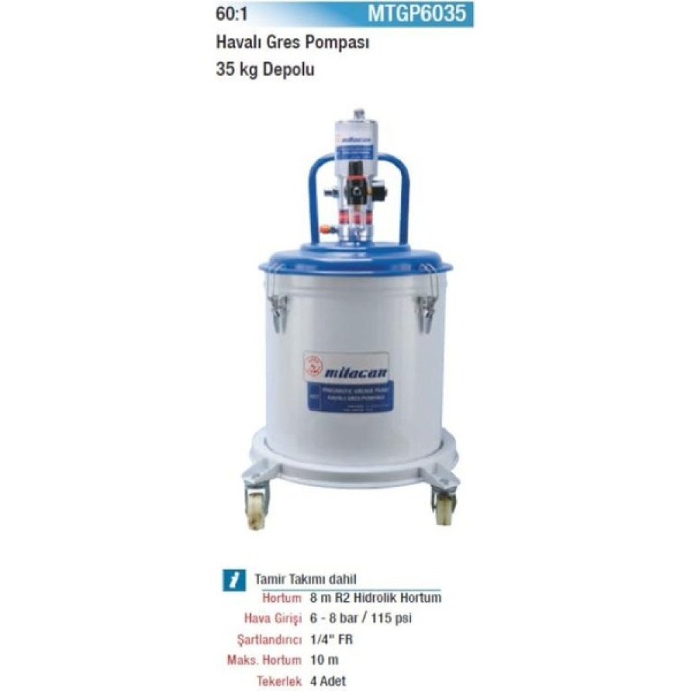 Mitacan Depolu Havalı Gres Pompası 35 Kg. 60:1 MTGP6035 Elektrikli El Aletleri Fiyatı