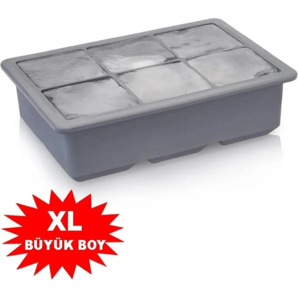 Mithra Life 6'lı Kare Buz Kalıbı - Gri Renk - 6 Bölmeli Buzluk 5cm Dev Buz Küpleri - Sunum Buz Küpü Mutfak Gereçleri Fiyatı
