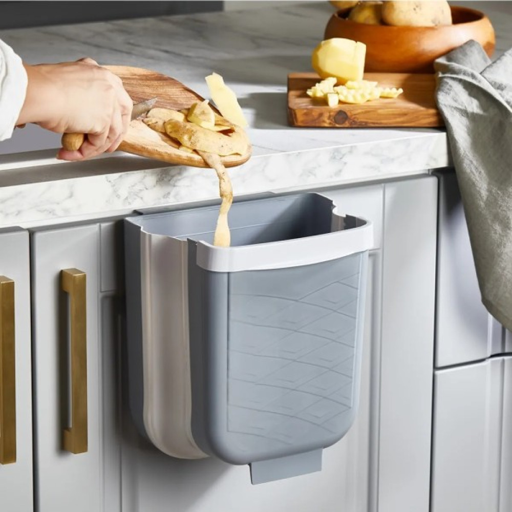 Mithra Life Akordiyon Katlanabilir Askılı Banyo ve Mutfak Tezgahüstü Çöp Kovası - Gri Çöp Kovaları Fiyatı