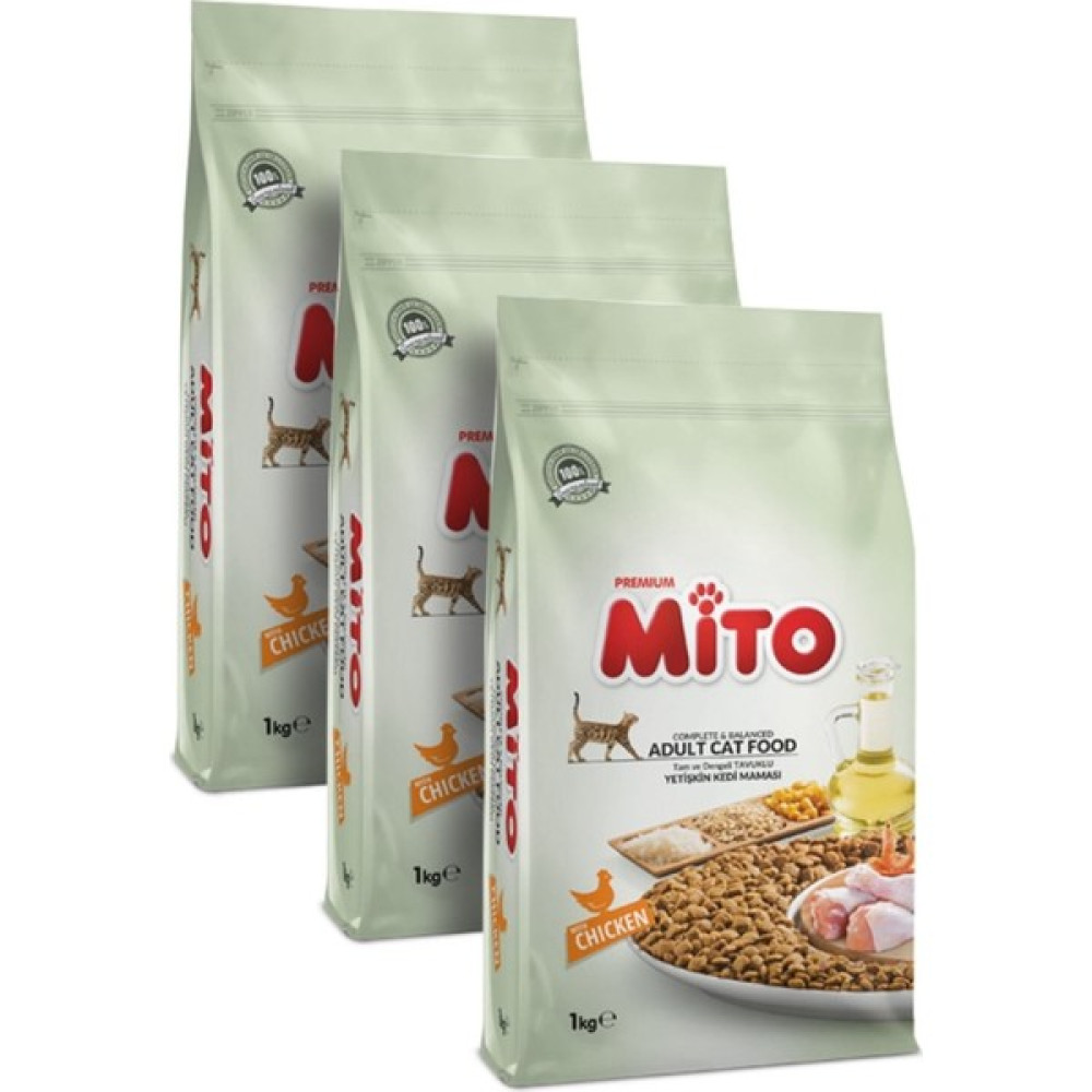 Mito Adult Cat Tavuklu Yetişkin Kedi Maması 1 kg - 3 Adet Evcil Hayvan Ürünleri Fiyatı