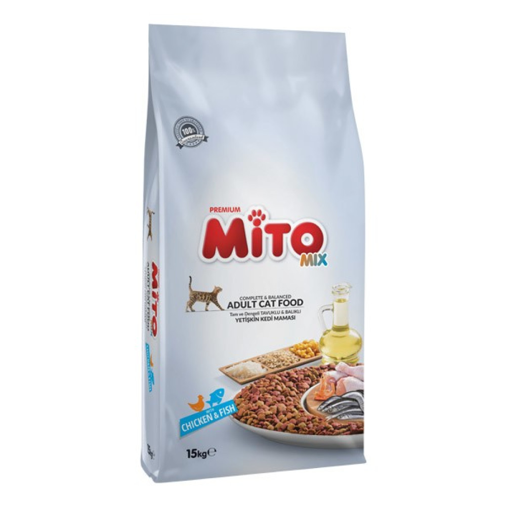 Mito Mix Adult Cat Tavuklu Balıklı Renkli Taneli Yetişkin Kedi Maması 15 kg Evcil Hayvan Ürünleri Fiyatı