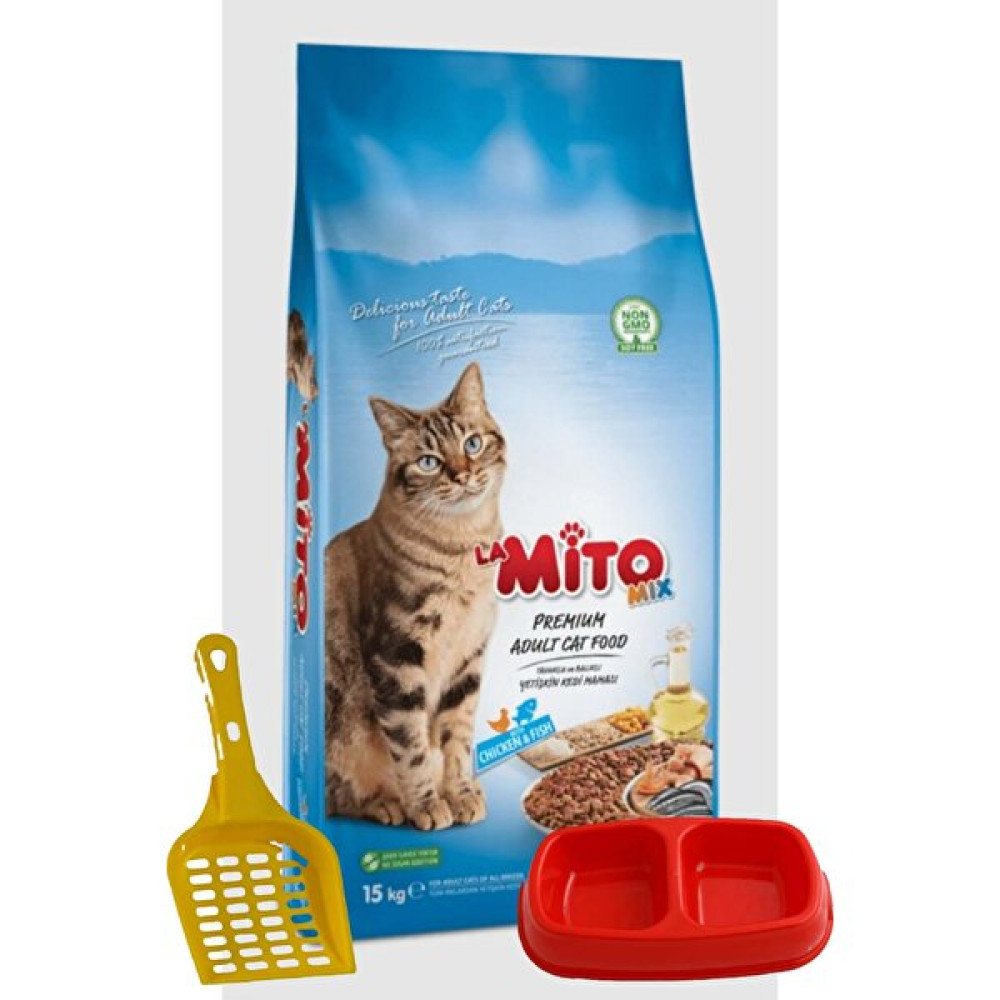Mito Mix Adult Cat Tavuklu ve Balıklı Renkli Taneli Kedi Maması 1kg + Kürek + Mamalık - 1 Evcil Hayvan Ürünleri Fiyatı