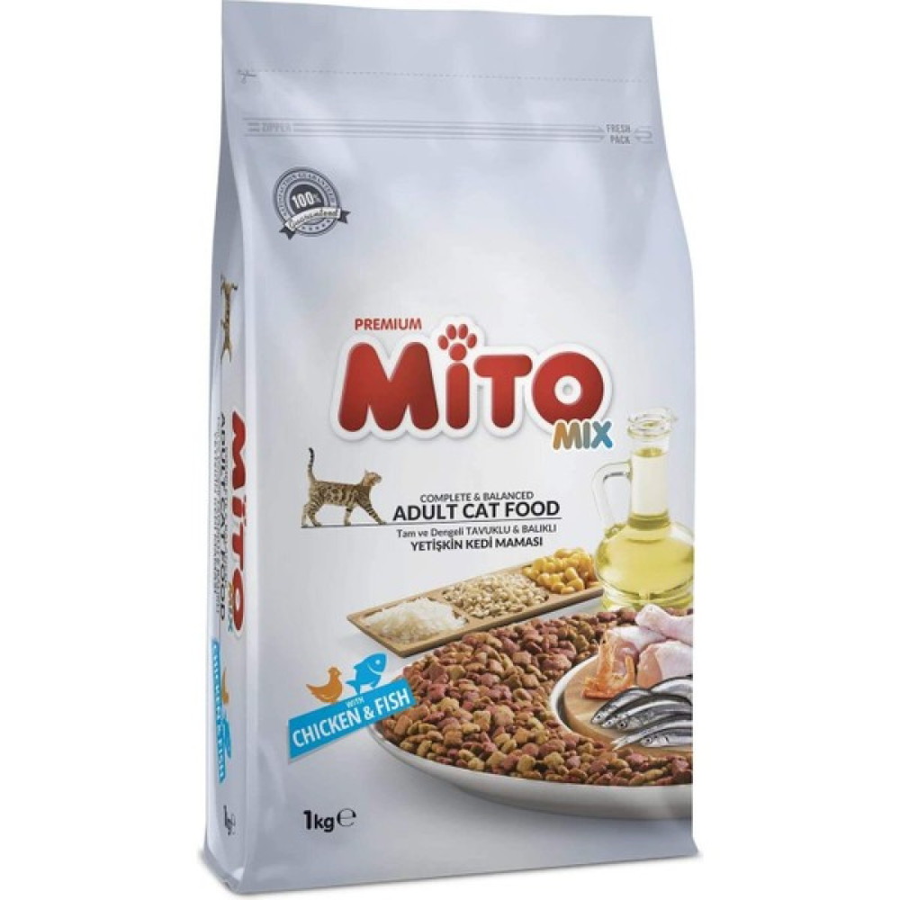 Mito Mix Adult Cat Tavuklu ve Balıklı Renkli Taneli Yetişkin Kedi Maması 1 kg Evcil Hayvan Ürünleri Fiyatı