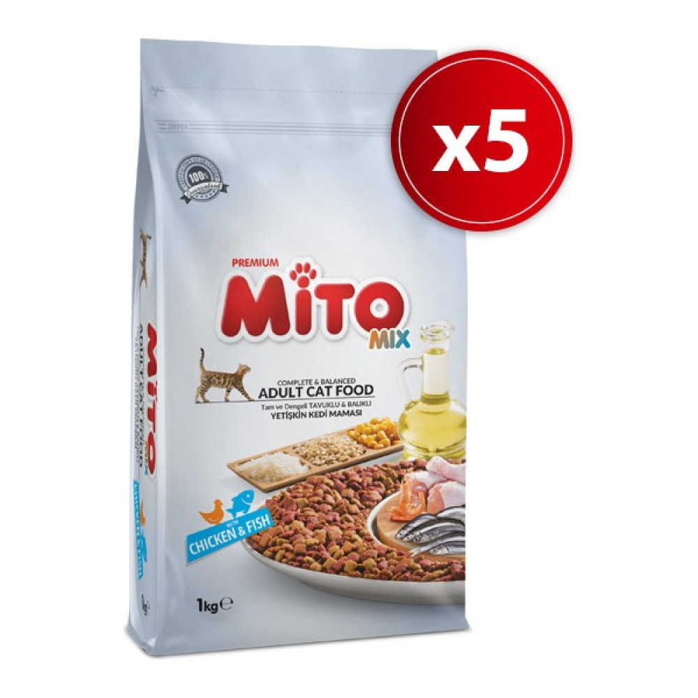 Mito Mix Yetişkin Kedi Maması 1 kg x 5 Adet Evcil Hayvan Ürünleri Fiyatı