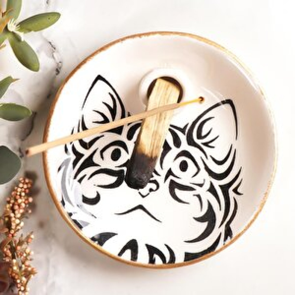 Mitr Kedi Temalı Beyaz Palo Santo Tütsülük Mumluk Fiyatı