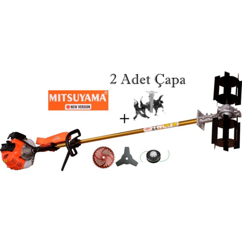 Mitsuyama Japon Benzinli Yan Tırpan + Toprak Çapalama Aparatı (2 Adet Çapa) Çapalama Makinesi Fiyatı
