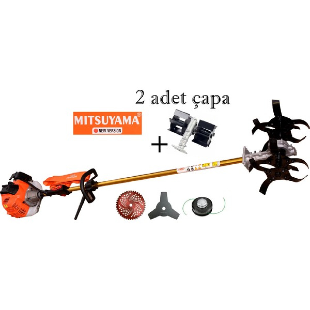 Mitsuyama Japon Benzinli Yan Tırpan + Toprak Çapalama Aparatı (2 Adet Çapa) 4.2kw 5.7hp Çapalama Makinesi Fiyatı