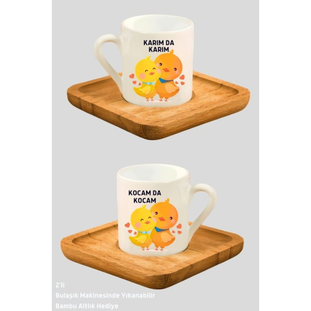Mitugo Özel Tasarım 2'li Kahve Fincan Takımı - Karım Da Karım, Kocam Da Kocam Baskılı - Ev Hediyesi - Beyaz - 80 ml Fincan / Bardak / Kahve Takımı Fiyatı