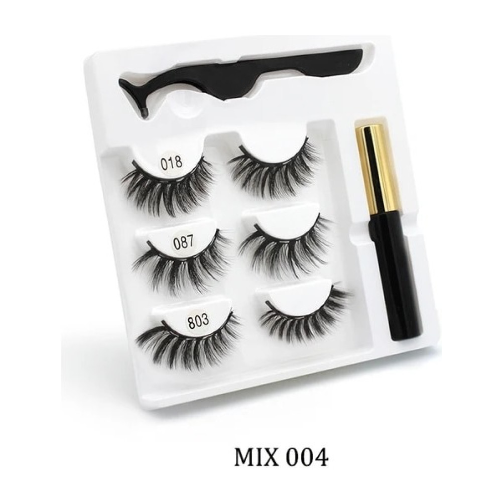 MIX004 Manyetik Kirpikler 3D Suya Dayanıklı Kirpikler Mıknatıslı Kirpikler ve Manyetik Likit Eyeliner ve Manyetik Sahte Kirpikler ve Cımbız Seti (Y... Takma Kirpik Ürünleri Fiyatı