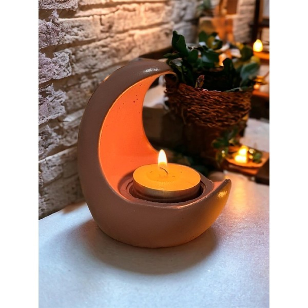 Mixe Design Dekoratif Yarım Ay Modeli Mumluk - Pembe Şamdan Fiyatı