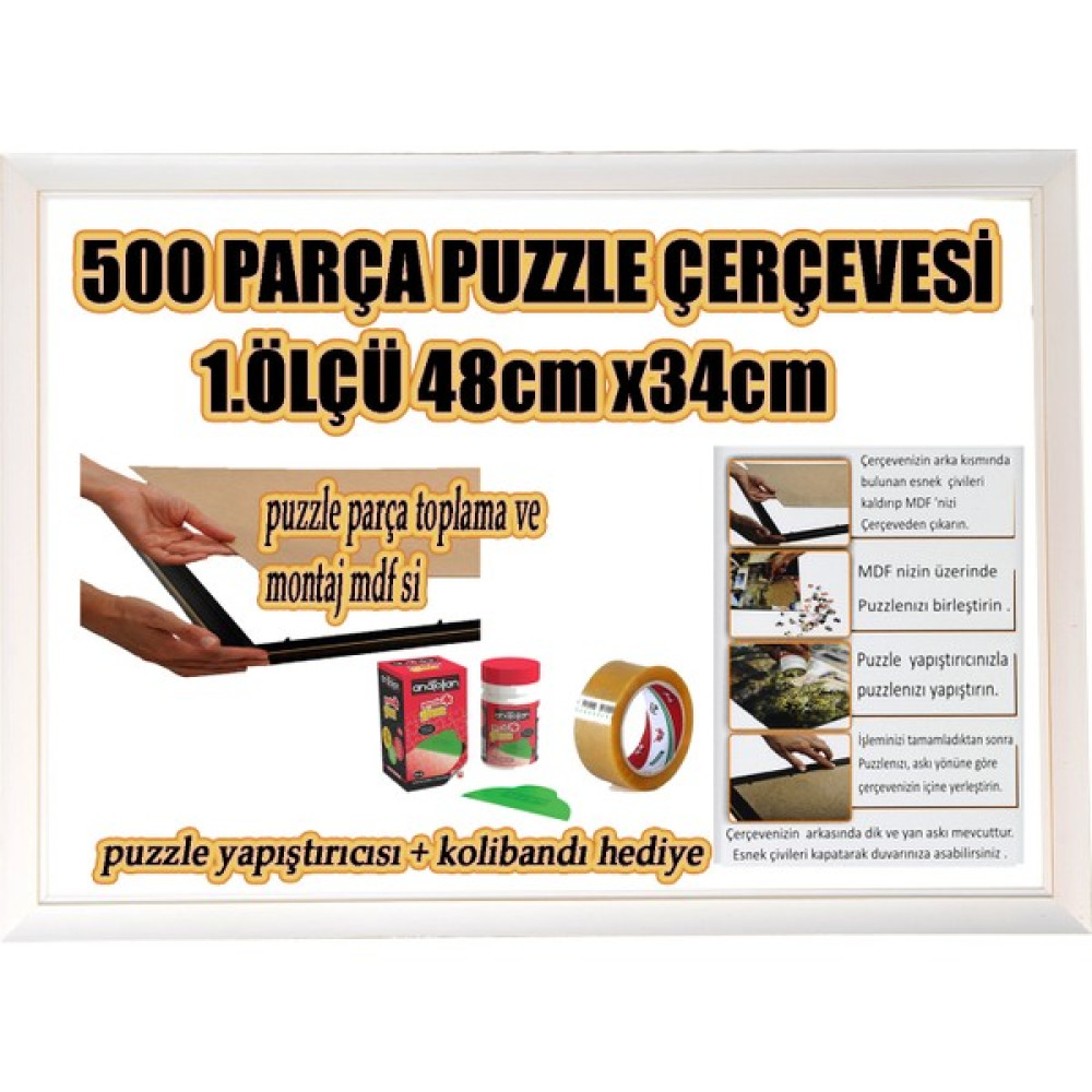 mixefor 260 ve 500 Parça Puzzle Çerçevesi camsız renk eskitme beyaz ( 48 cm x 34 cm ) Puzzle & Aksesuarları Fiyatı