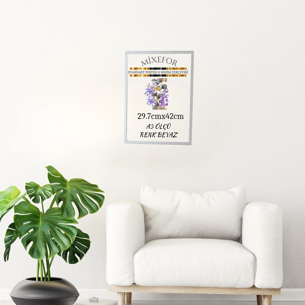 mixefor A3 ÖLÇÜ Poster Resim Evrak Çerçevesi Ön Kısmında Kırılmaz Pleksi Arka Destek Mdf Beyaz Renk Çerçeve - 29,7 x 42 Poster Fiyatı