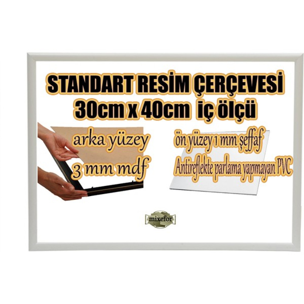 MİXEFOR Boş Çerçeve - 30CM x 40CM Iç Ölçü -Renk BEYAZ -Arka Yüzey 3mm Mdf- Ön yüzey Kırılmaz parlama yapmayan Antireflektif - 30 x 40 cm Resim & Fotoğraf Çerçevesi Fiyatı