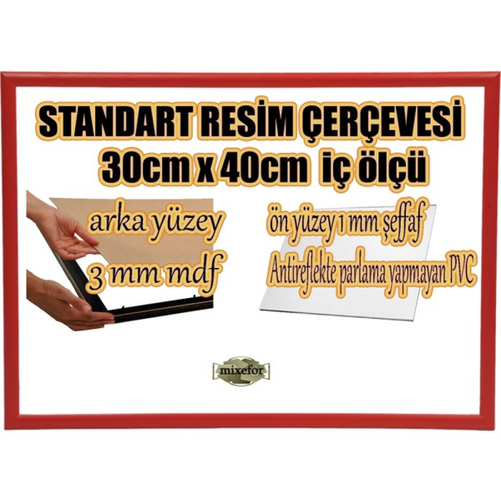 MİXEFOR Boş Çerçeve - 30CM x 40CM Iç Ölçü -Renk KIRMIZI-Arka Yüzey 3mm Mdf- Ön yüzey Kırılmaz parlama yapmayan Antireflektif - Kırmızı - 30 x 40 cm Resim & Fotoğraf Çerçevesi Fiyatı