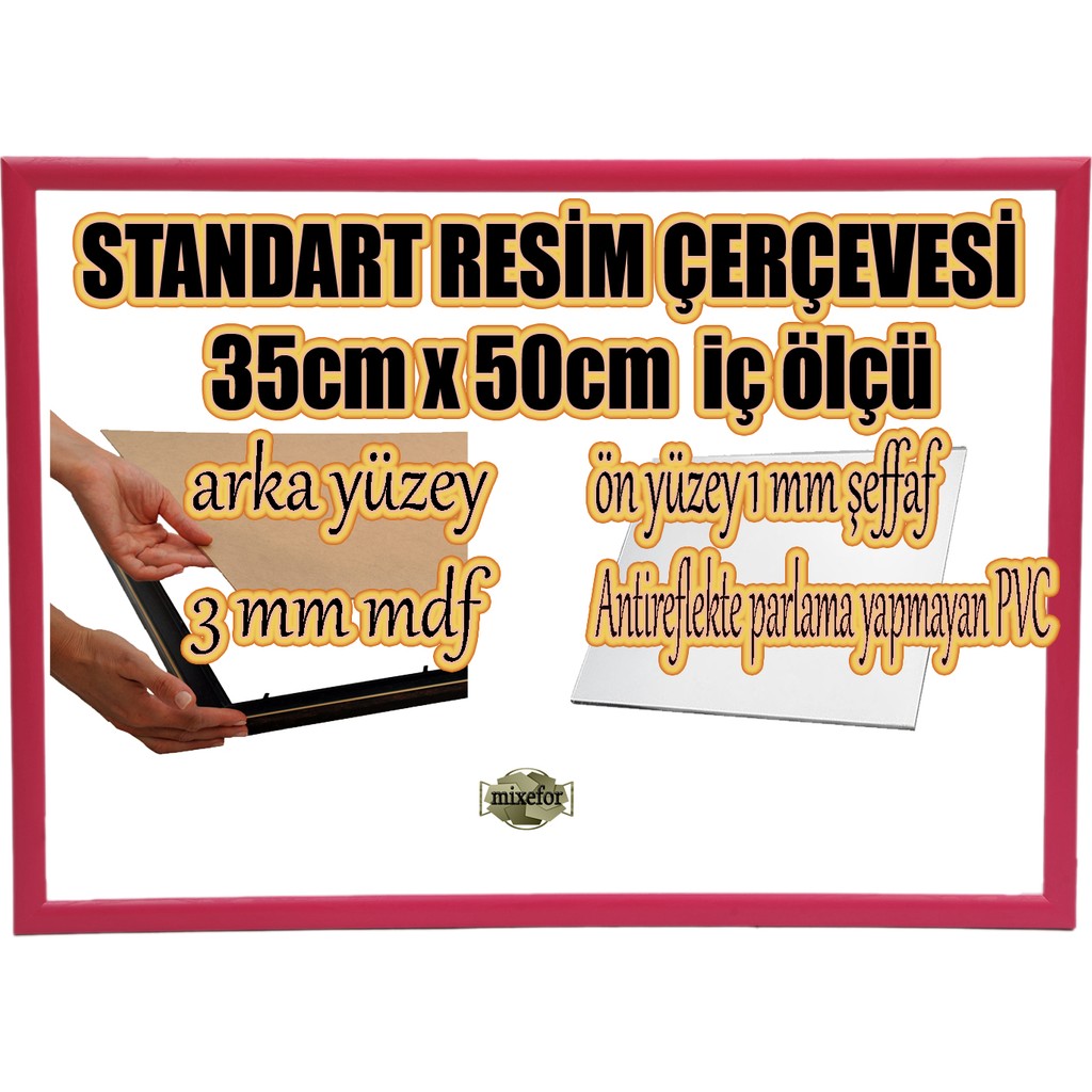 MİXEFOR Boş Çerçeve - 35CM x 50CM Iç Ölçü -Renk FUŞYA -Arka Yüzey 3mm Mdf- Ön yüzey Kırılmaz parlama yapmayan Antireflektif Resim & Fotoğraf Çerçevesi Fiyatı