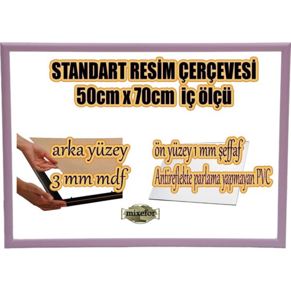 MİXEFOR Boş Çerçeve - 50CM x 70CM Iç Ölçü-Renk LİLA Arka Yüzey 3 mm Mdf- Ön yüzey Kırılmaz parlama yapmayan Antireflektif - Lila - 50x70 cm Resim & Fotoğraf Çerçevesi Fiyatı
