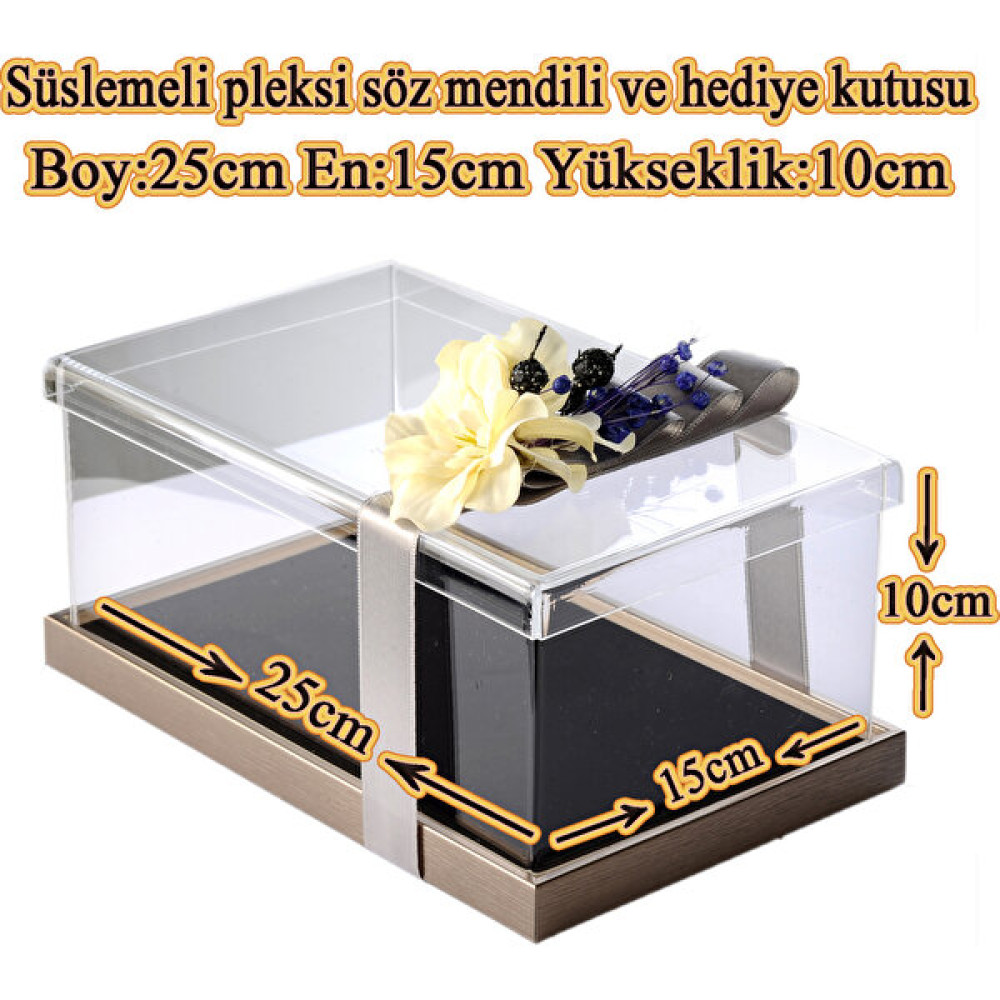 mixefor Hediye Kutusu-Dekoratif Kutu-Şeffaf Pleksi Kapaklı Kutu- Hediyelik Kutu- Ölçü 25 X15 X10 Eşya Saklama Kutusu Fiyatı