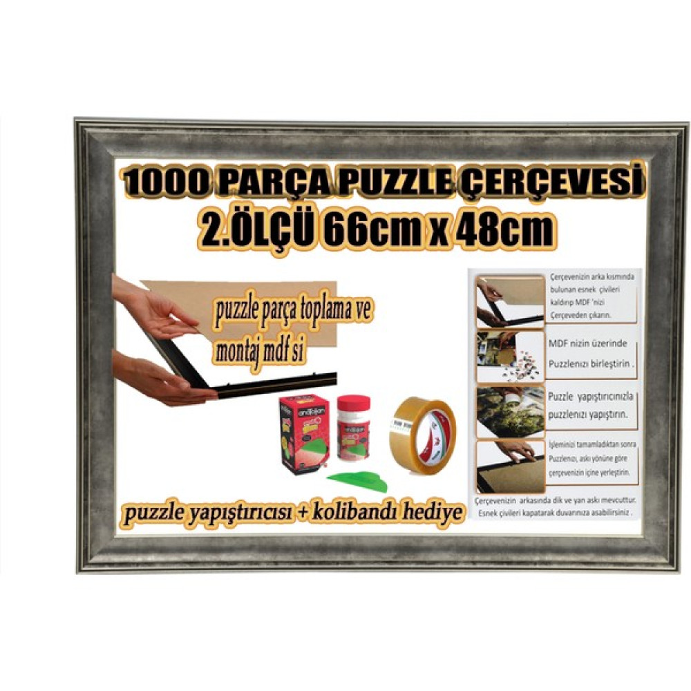 mixefor Puzzle Çerçeve Puzzle Çerçevesi 1000 Parça -Camsız - 66 x 48 cm - Renk Füme Gümüş -Çerçeve 53 mm Puzzle & Aksesuarları Fiyatı