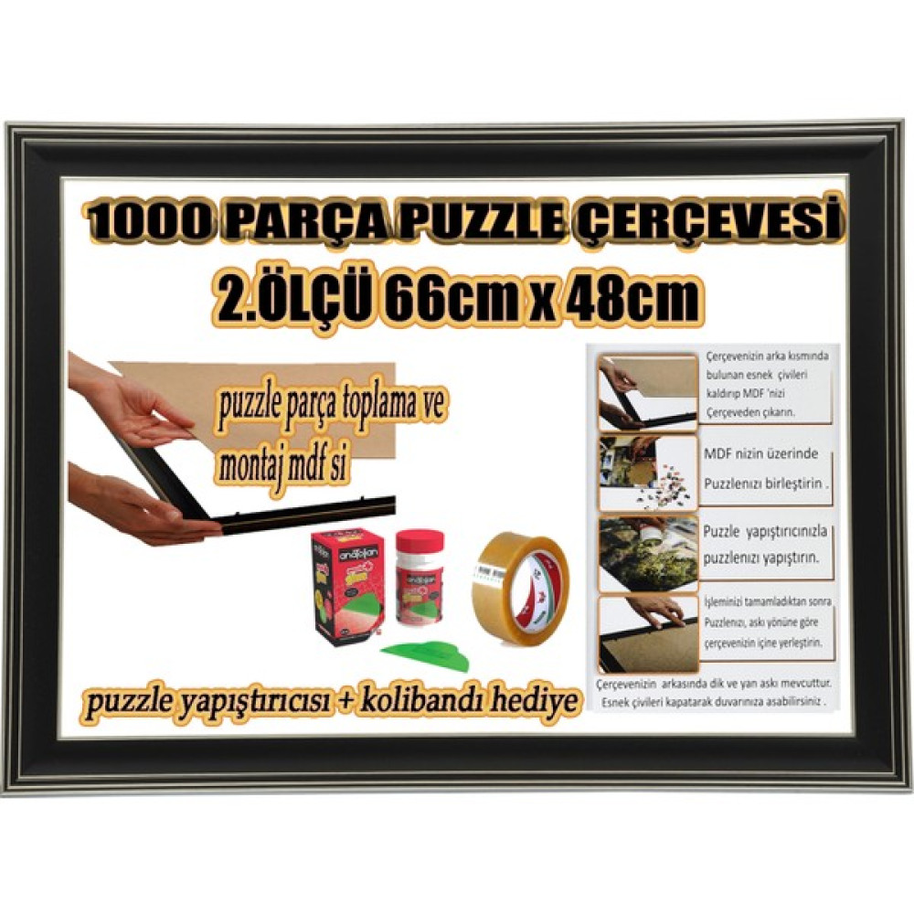 mixefor Puzzle Çerçeve Puzzle Çerçevesi 1000 Parça -Camsız - 66 x 48 cm - Renk Siyah -Çerçeve Genişliği 53 mm Puzzle & Aksesuarları Fiyatı