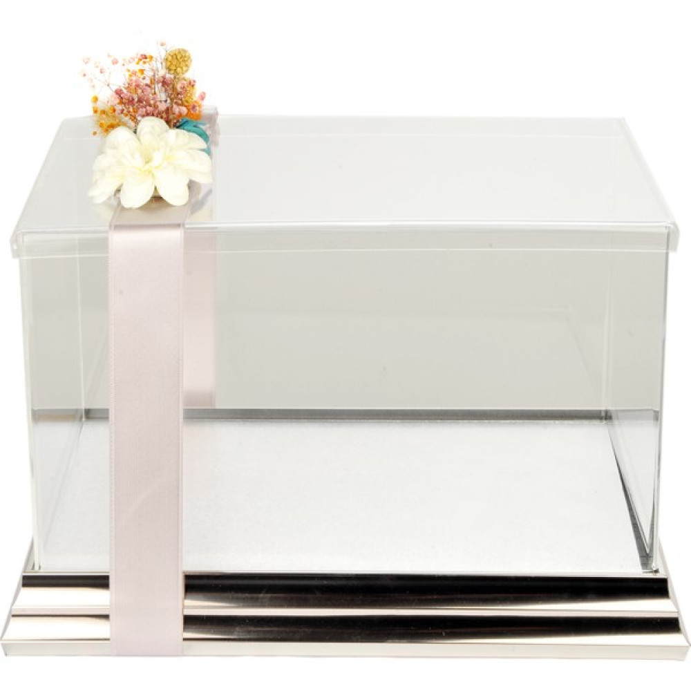 mixefor Söz Nişan Bohça Kutusu -Pleksi Hediye Kutusu-35 cm x 25 cm x 20 cm Ölçülerinde -Inox Gümüş Çerçeveli Eşya Saklama Kutusu Fiyatı