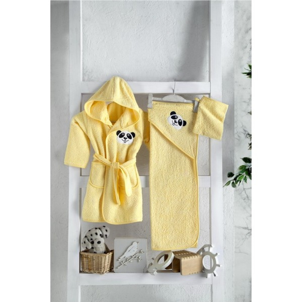 Mixi Baby 3 Parça Bornoz Takımı Sarı - 0 - 4 Yaş Bebek Banyo-Tuvalet Fiyatı