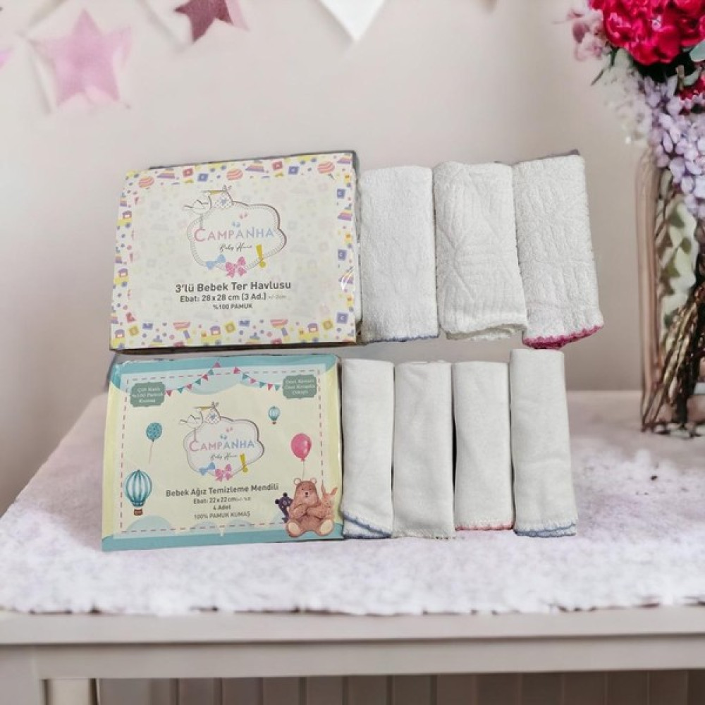 Mixi Baby 7'li Set Ağız Silme Mendili ve Ter Havlusu -%100 Pamuk Çift Kat Kumaş Kroşetalı - Renkli - 0 - 3 Yaş Mama Önlüğü Fiyatı