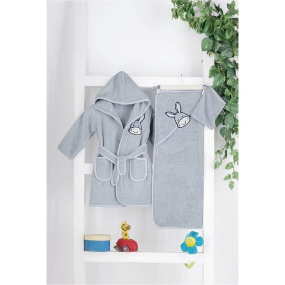 Mixi Baby Bebek Bornoz Seti - Gri Bebek Banyo-Tuvalet Fiyatı