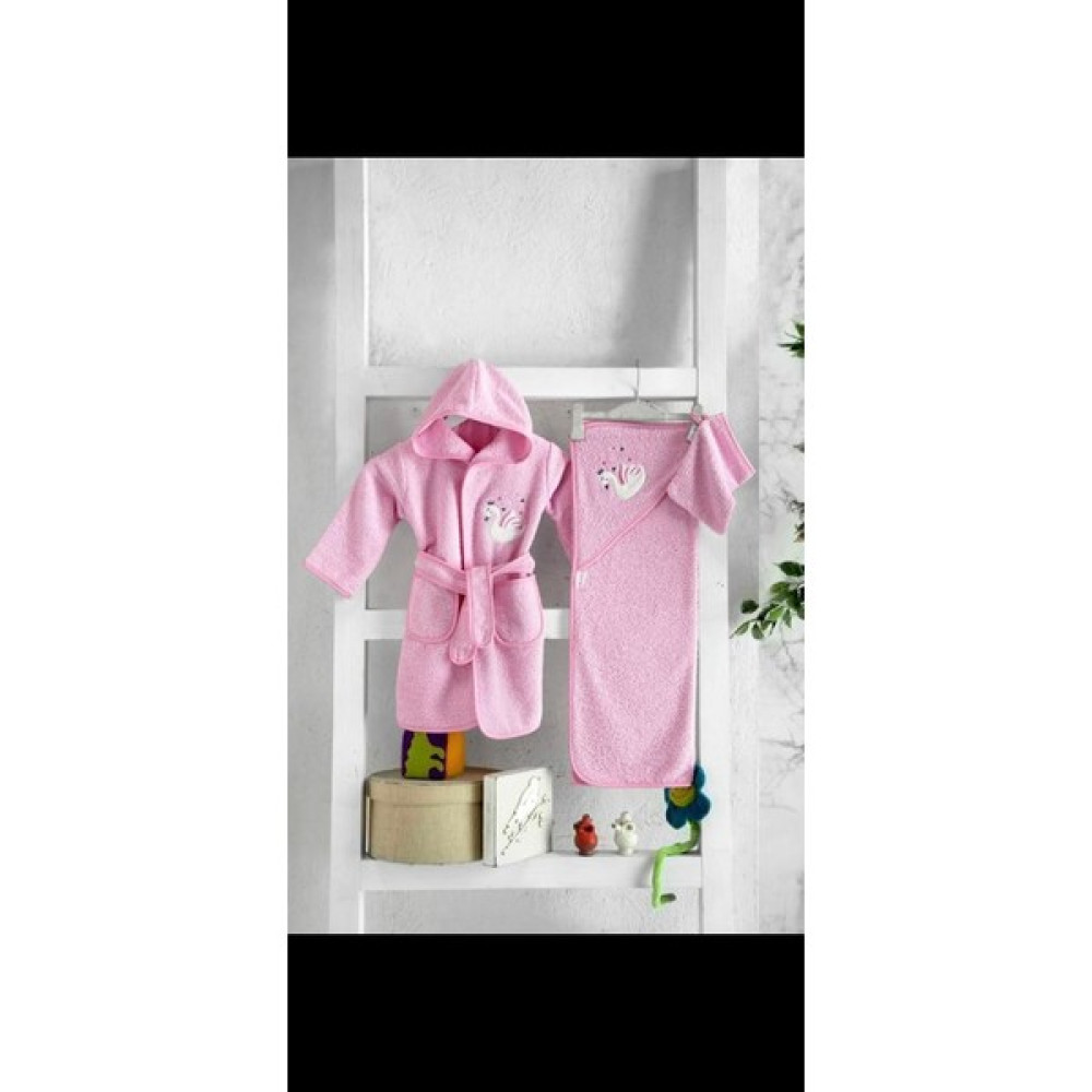 Mixi Baby Bebek Bornoz Seti Pembe %100 Pamuk Bebek Banyo-Tuvalet Fiyatı
