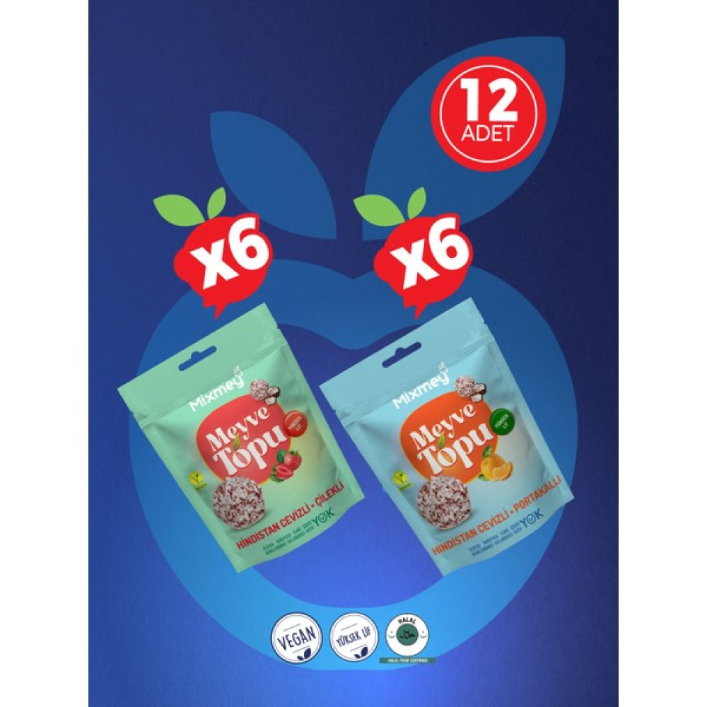 Mixmey Hindistan Cevizi Kaplamalı Çilekli ve Portakallı Meyve Topu Karma 90gr* 12 Adet Çikolata ve Gofret Fiyatı