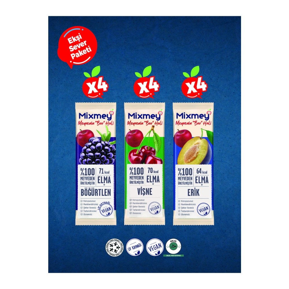 mixmey MİXMEY MEYVE BAR EKŞİSEVER 20GR(12ADET) Atıştırmalık Fiyatı