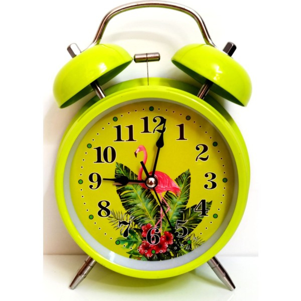 Mixperi Yeşil Flamingo Quartz Nostaljik Işıklı Zilli Alarm Çalar Saat, Yeşil Flamingo Masa Saati Masa Saati Fiyatı