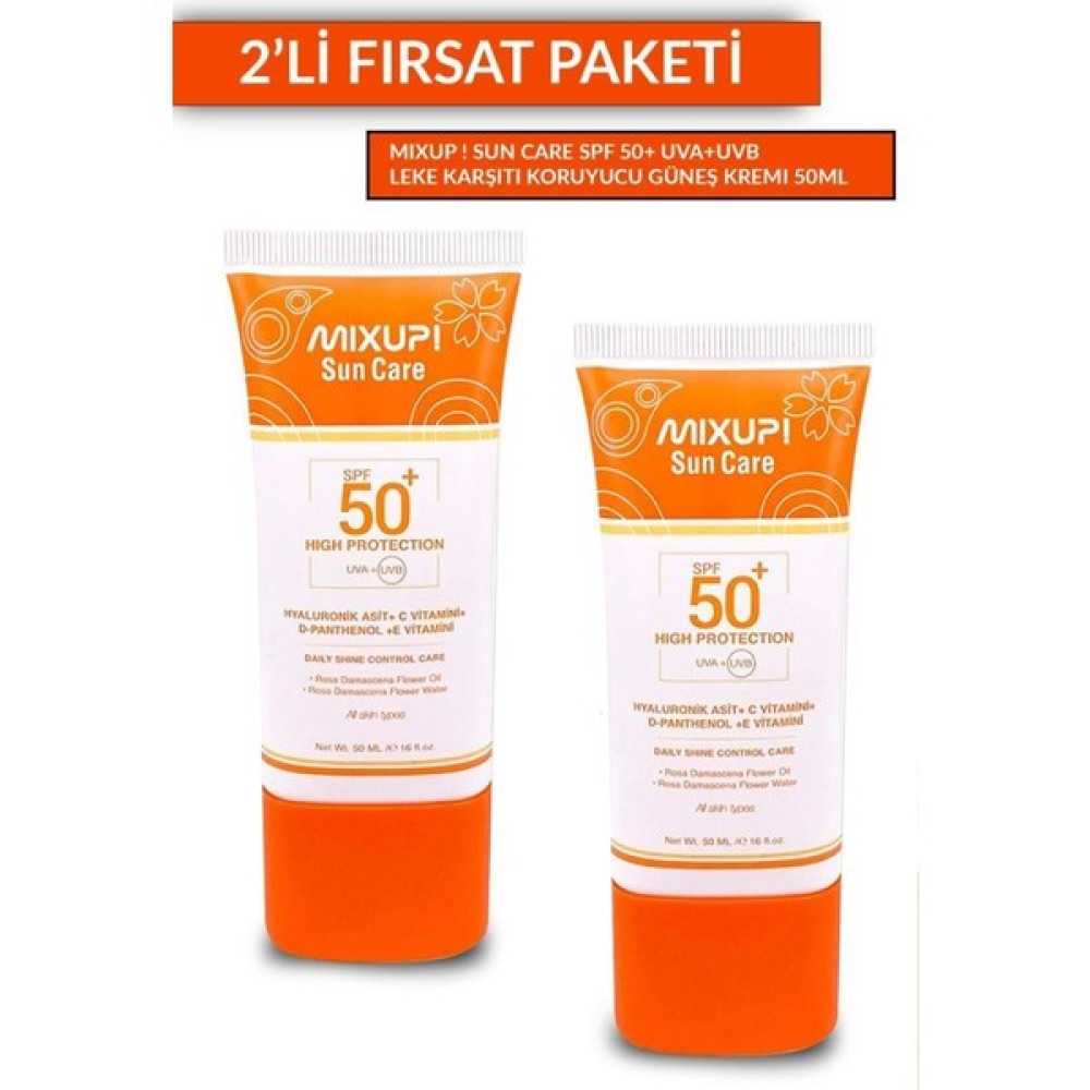 Mixup 2'li Sun Care Spf 50+ Uva+Uvb Leke Karşıtı Koruyucu Güneş Kremi (50 ml * 2 Adet) Güneş Kremleri ve Losyonları Fiyatı