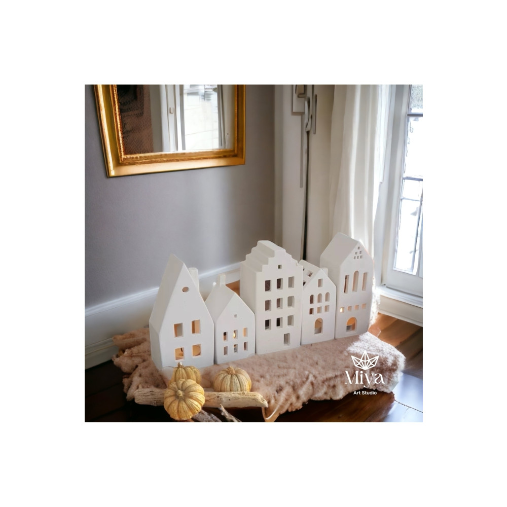 Miya Art Studio 5’li Ev Tealight Beton Mumluk Seti Beyaz (5 adet tealight dahil) Obje Fiyatı