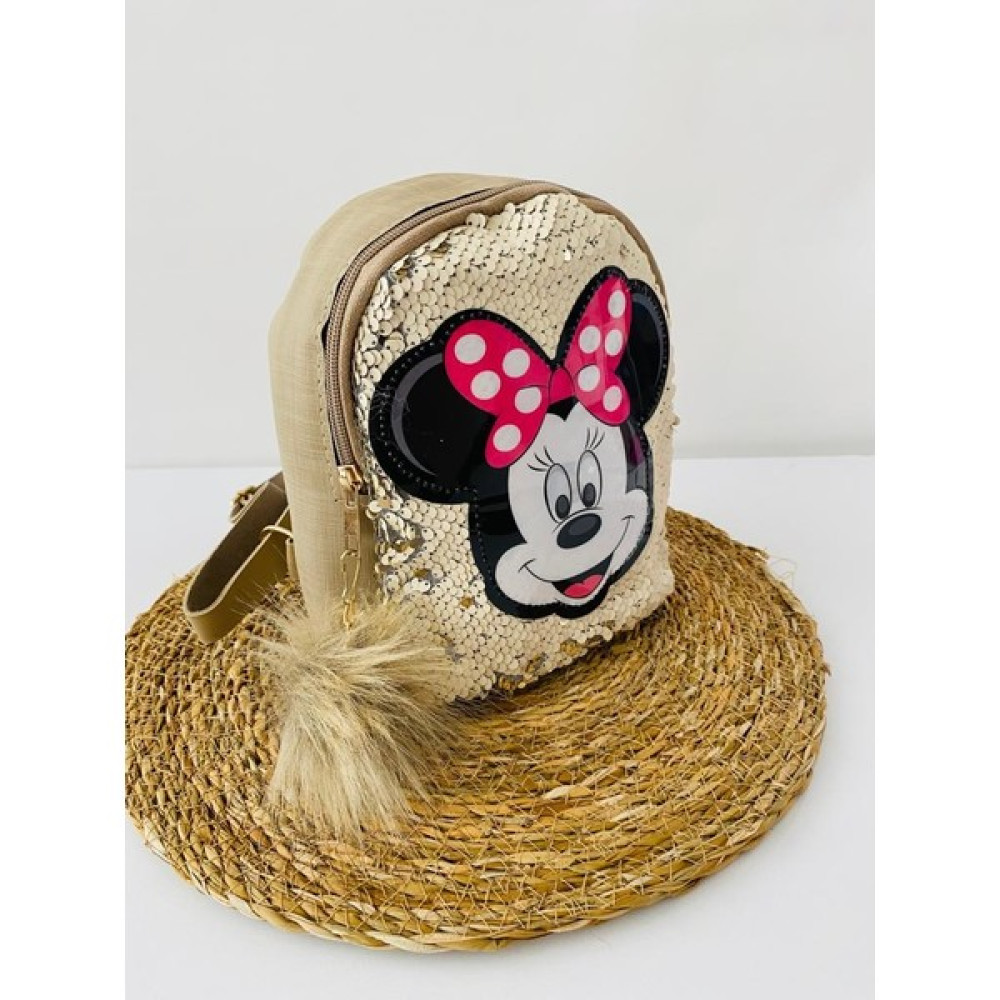 Miyakidsworld Mickey Mouse Model Işıklı Pullu Ponponlu Kabartmalı Kız Çoçuk Sırt Çantası Okul Öncesi Günlük - Bej Okul Çantası Fiyatı