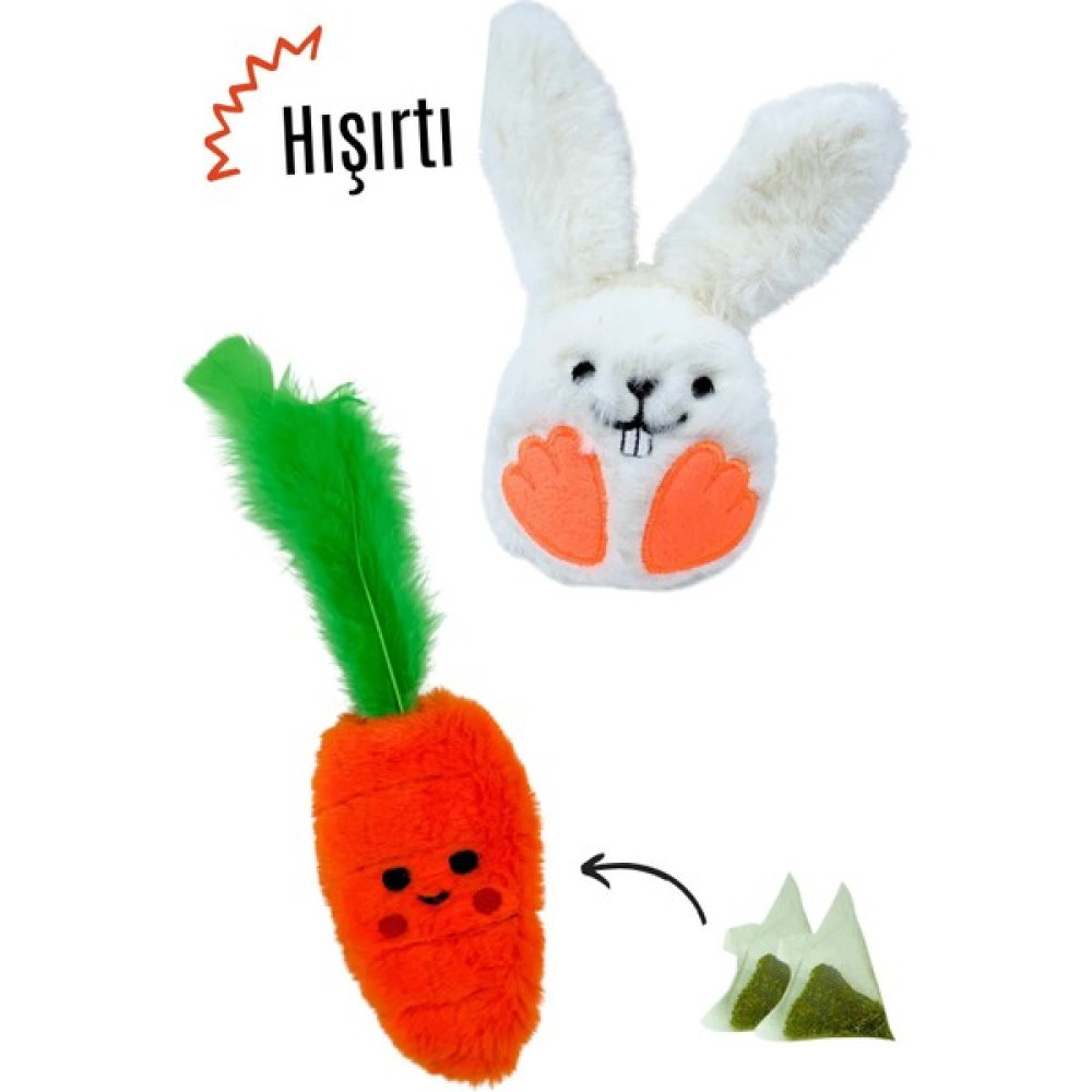 Miyav Kedi Oyuncak Seti Hışırtı Sesli Peluş Tavşan ve 2 Adet Catnip Paketli Peluş Havuç Kedi Oyuncakları Evcil Hayvan Ürünleri Fiyatı