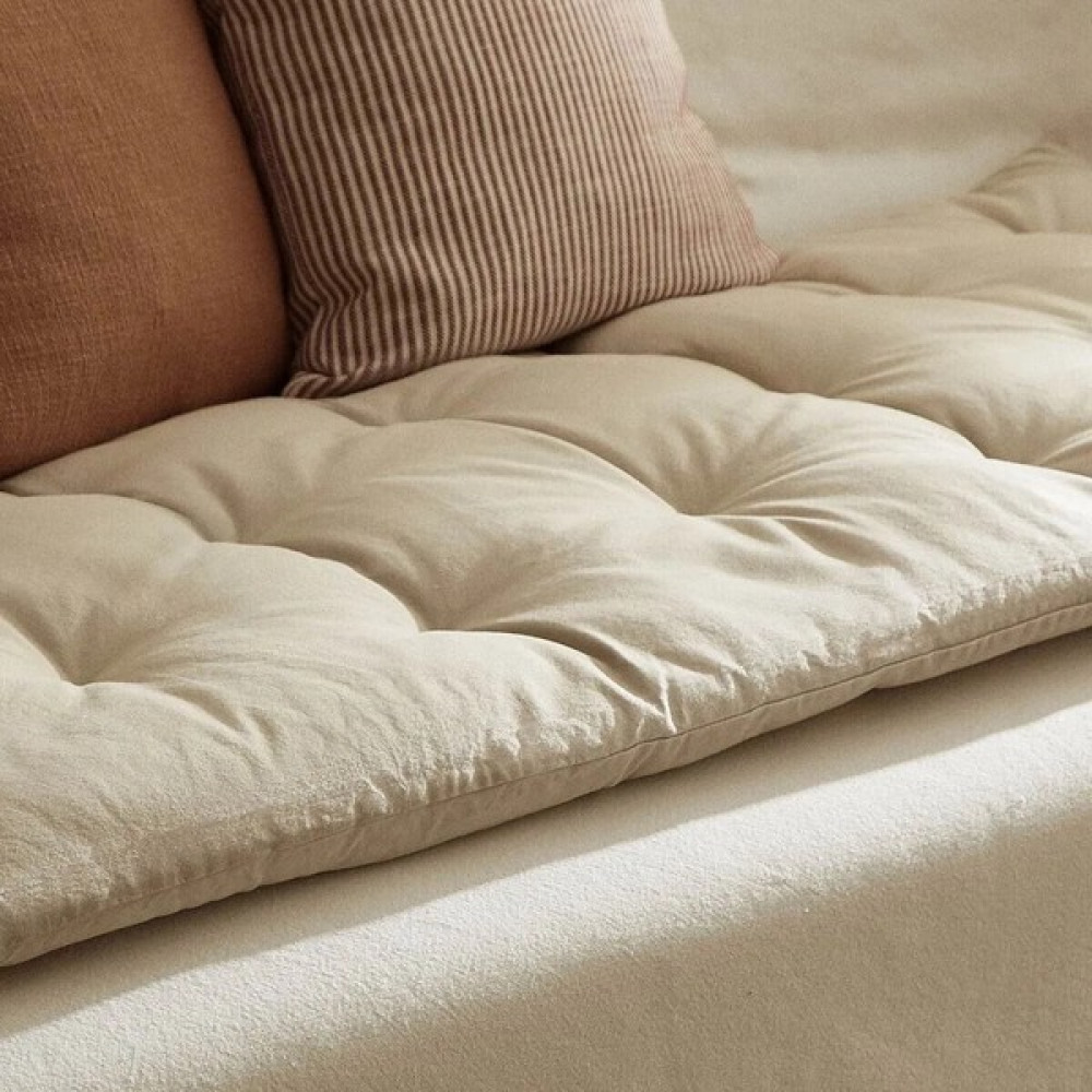 Miyolin Keten Koltuk Pedi, Yıkanabilir Şilte, Keten Koltuk Minderi, Elyaf Dolgulu Koltuk Örtüsü - 210 x 50 cm - Bej Koltuk & Kanepe Örtüsü Fiyatı