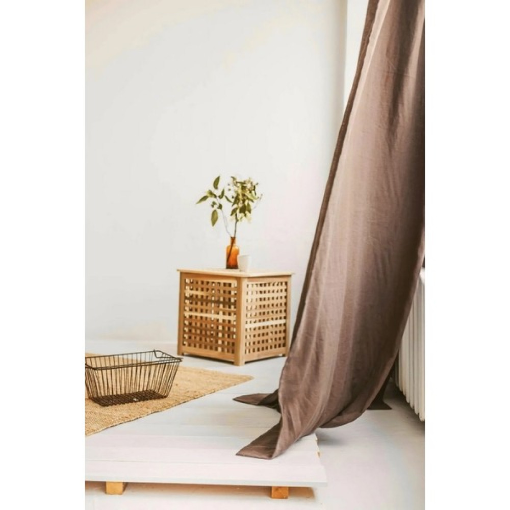 Miyolin Kornişli Yıkanmış Keten Perde, Yıkanmış Keten Fon Perde, Tek Kanat Pilesiz - 140 x 260 cm - Kahve Fon Perde Fiyatı